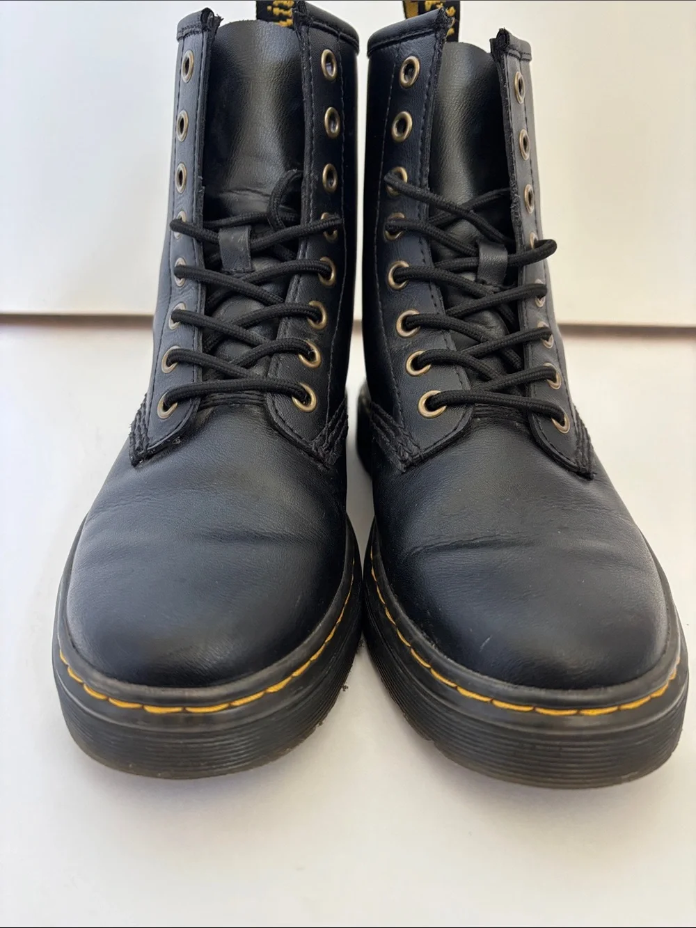 Dr. Martens Zavala Black‎ Leather Combat Boots Womens Size 6 / Mens Size 5